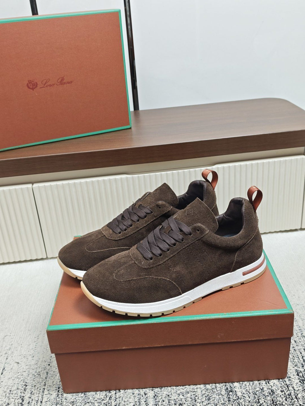 Dark Brown Low-Top Lace-Up Sneakers